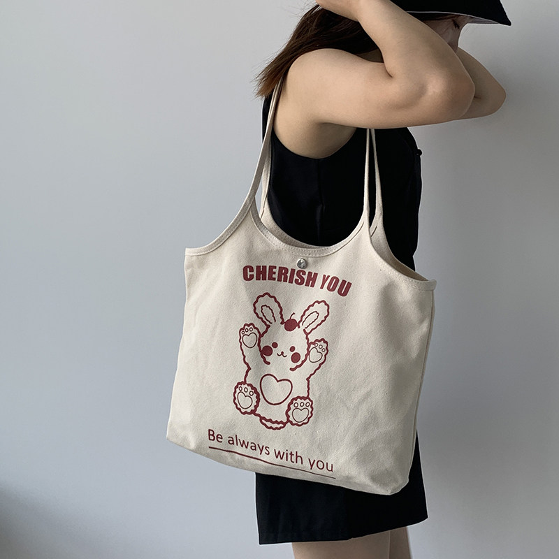 加厚帆布包女单肩包简约大容量韩版原宿ulzzang瑜伽手提包袋学生