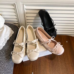 小个子小码女鞋313233双夏茵茵玛丽一字气质同款4CM~蝴蝶结苏单鞋