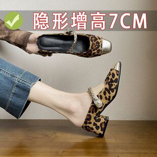 软皮高跟鞋 小个子小码 小码 女鞋 中7cm 313233浅口女极复古方头单鞋