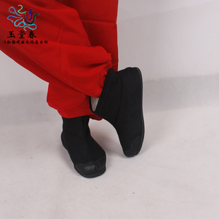 古装戏曲京剧武生小兵儿童男戏鞋短靴练功平底戏鞋轮胎底打靴快靴