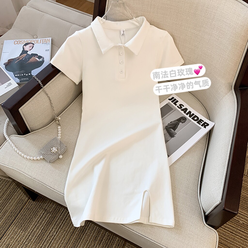 CLEARANCE PICK-UP COUNTER WITHDRAWS WOMENS FRENCH HIGH-END SENSE DRESS COLLEGE STYLE POLO COLLAR BAG HIP T-SHIRT SKIRT
