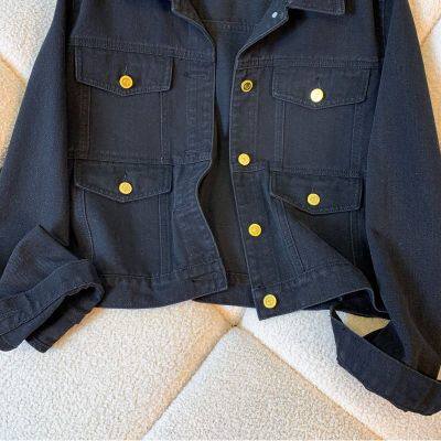 CLEARANCE PICKS UP BIG BRAND AMERICAN VINTAGE LAPEL DENIM JACKET WOMENS SPRING AND AUTUMN DESIGN SENSE NICHE CROPPED JACKET TOP