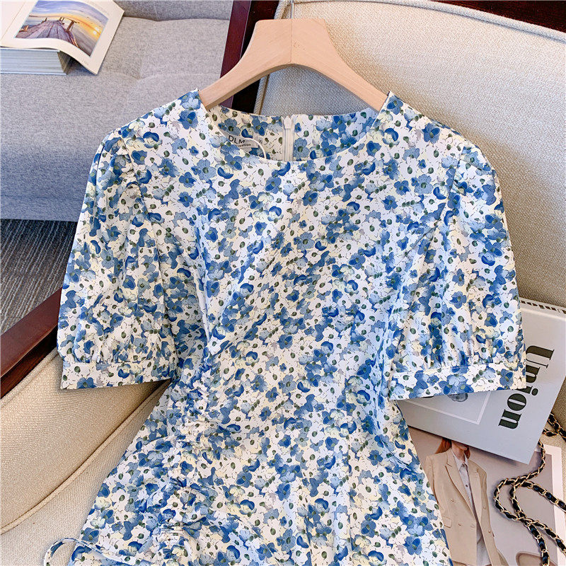 CLEARANCE PICK-UP BIG-NAME DRAWSTRING FLORAL TEA BREAK DRESS WOMENS SUMMER FRENCH LUXURY SENSE WAIST SLIM LONG SKIRT