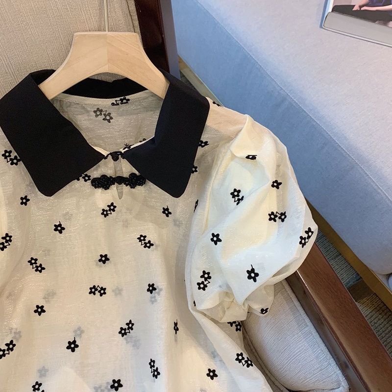 CLEARANCE PICK-UP COUNTER WITHDRAWAL WOMENS PUFF SLEEVE SHIRT DESIGN SENSE NICHE BUCKLE TOP CHIC BEAUTIFUL SHIRT