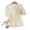 CLEARANCE PICK-UP COUNTER WITHDRAWAL WOMENS PLEATED WAIST PUFF SLEEVE SHIRT DESIGN SENSE CHIC BEAUTIFUL CHIFFON SHIRT