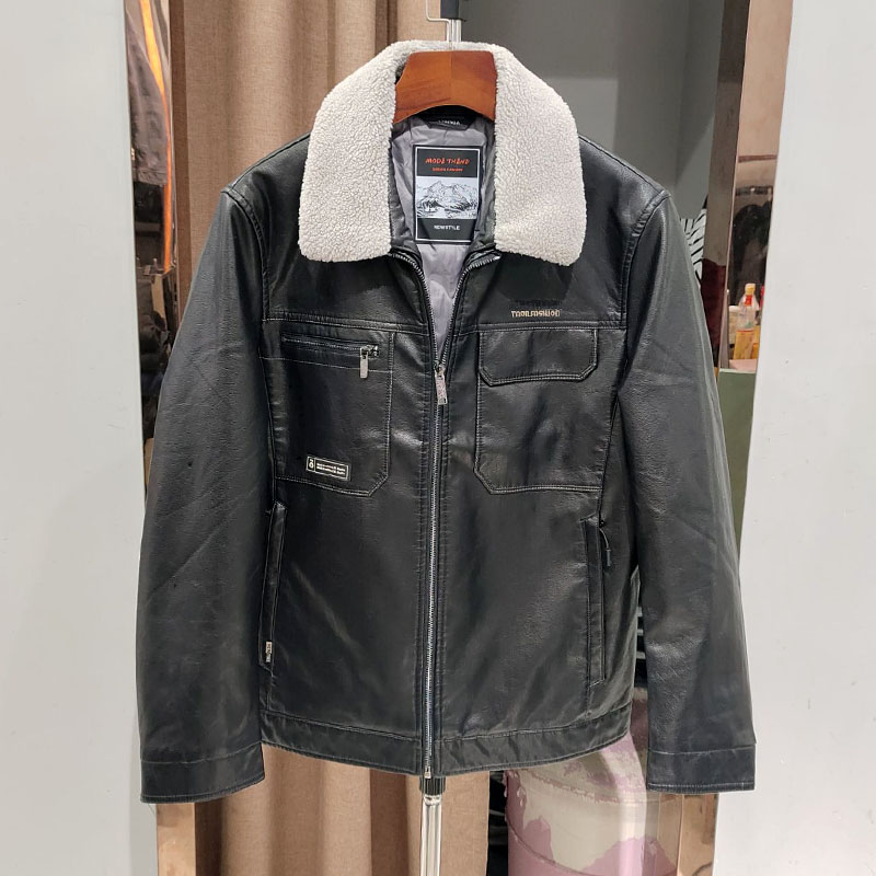 保罗男士秋冬装2025新款冬装男翻毛领羽绒服休闲皮衣男士羽绒外套