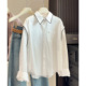 女2026春秋新款 学院风miu系减龄长袖 衬衫 宽松翻领白衬衣通勤上衣