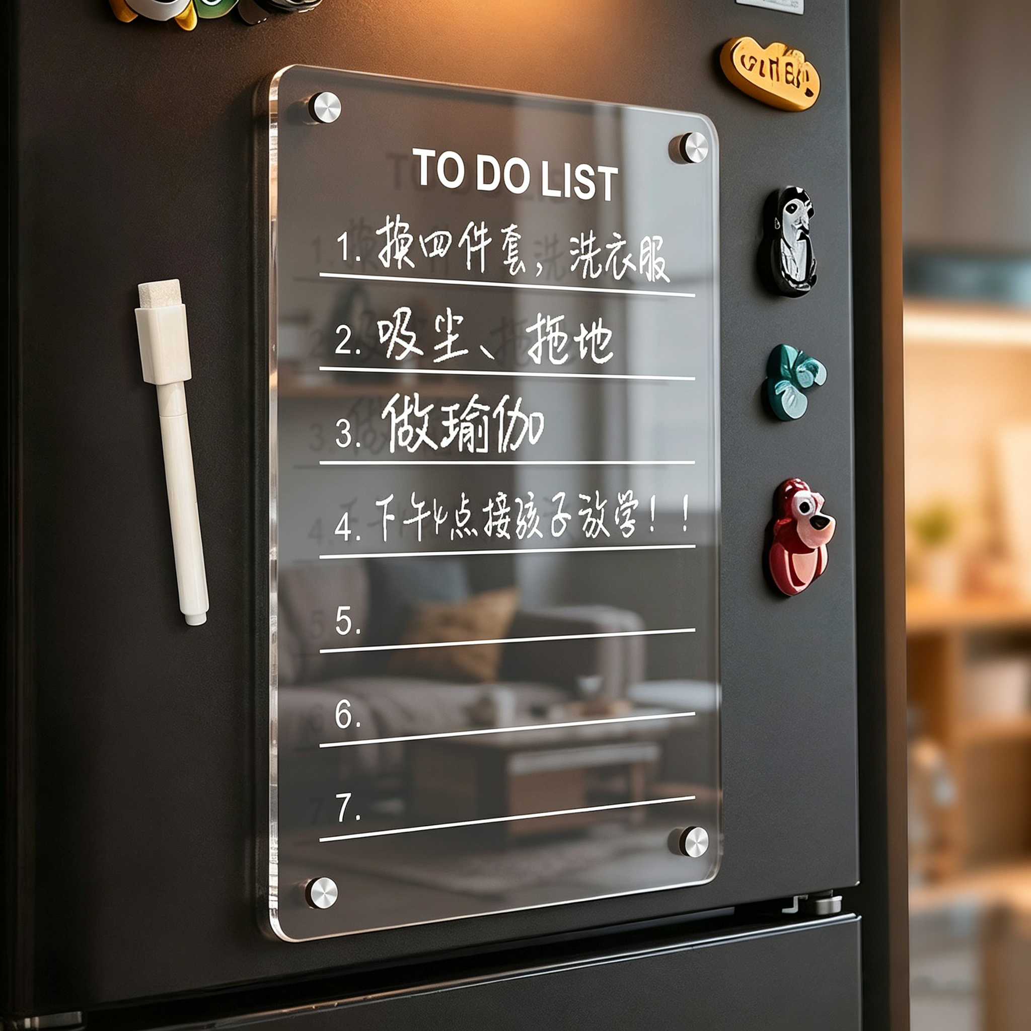 磁吸冰箱留言板展示贴家用高级感装饰可擦写字计划表记事白板磁贴