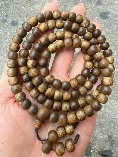 越南芽庄莺歌绿棋楠沉香手串0.8cm＊108颗老型珠手链约36克9分沉
