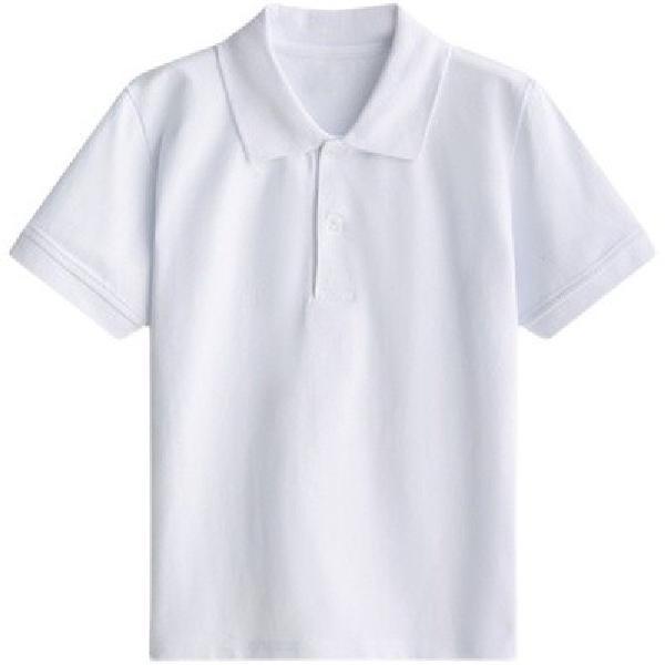 男童白色短袖POLO衫夏季翻领儿童女童半袖纯白T恤小学生校服上衣