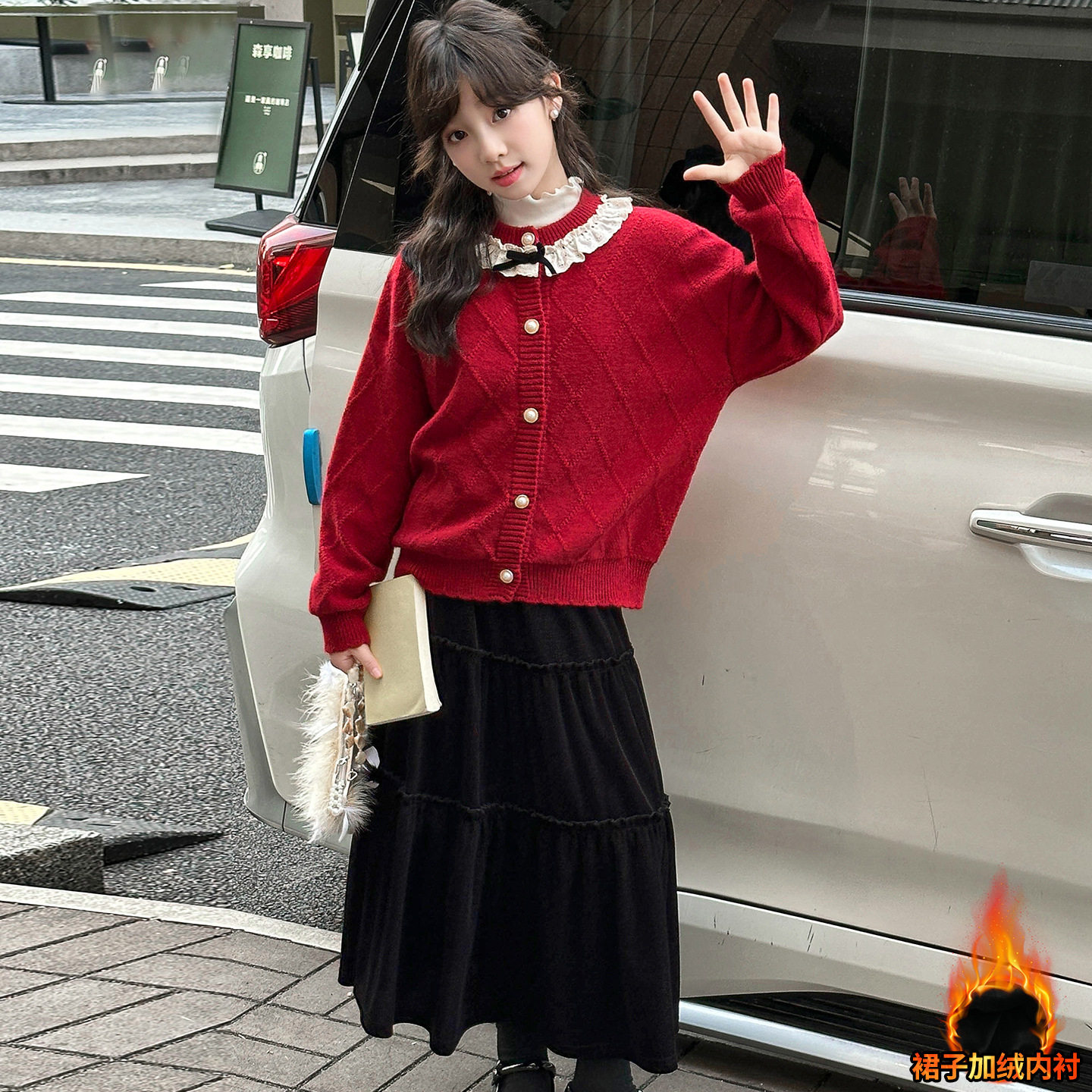 女童秋冬款红色半身裙丝绒中大童裙子新款年服洋气,童装/婴儿装/亲子装,半身裙,淘宝优惠券,粉丝福利购,淘宝优惠卷