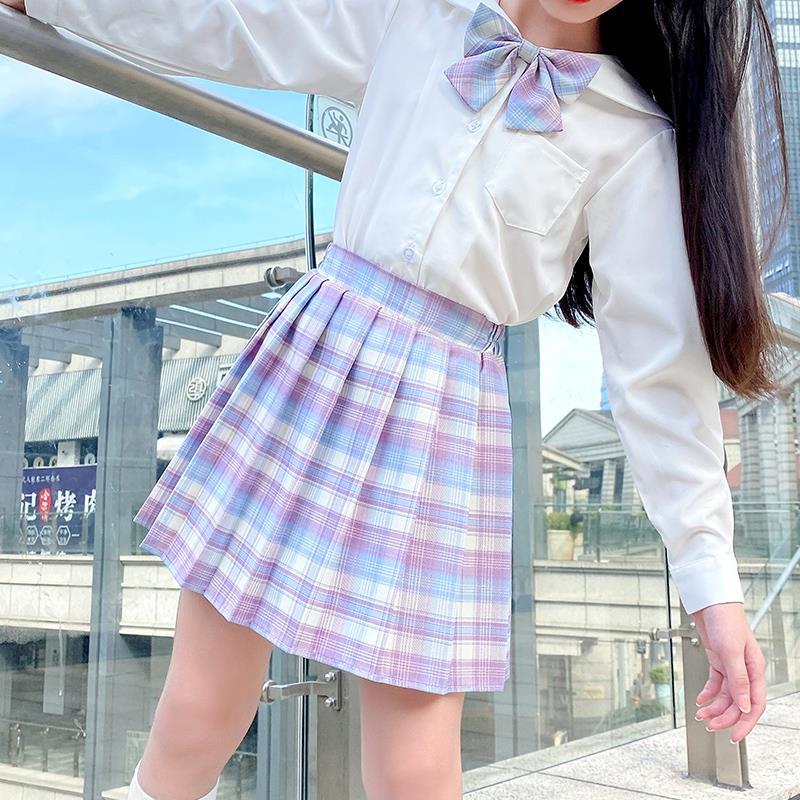 女童jk制服春秋新款长袖格裙套装