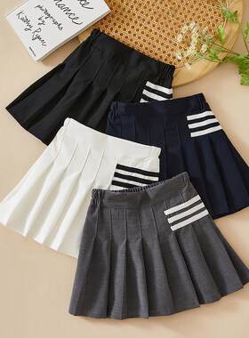 女童半身裙学院风JK校服百褶裙子秋季甜心女孩海军风儿童a字短裙