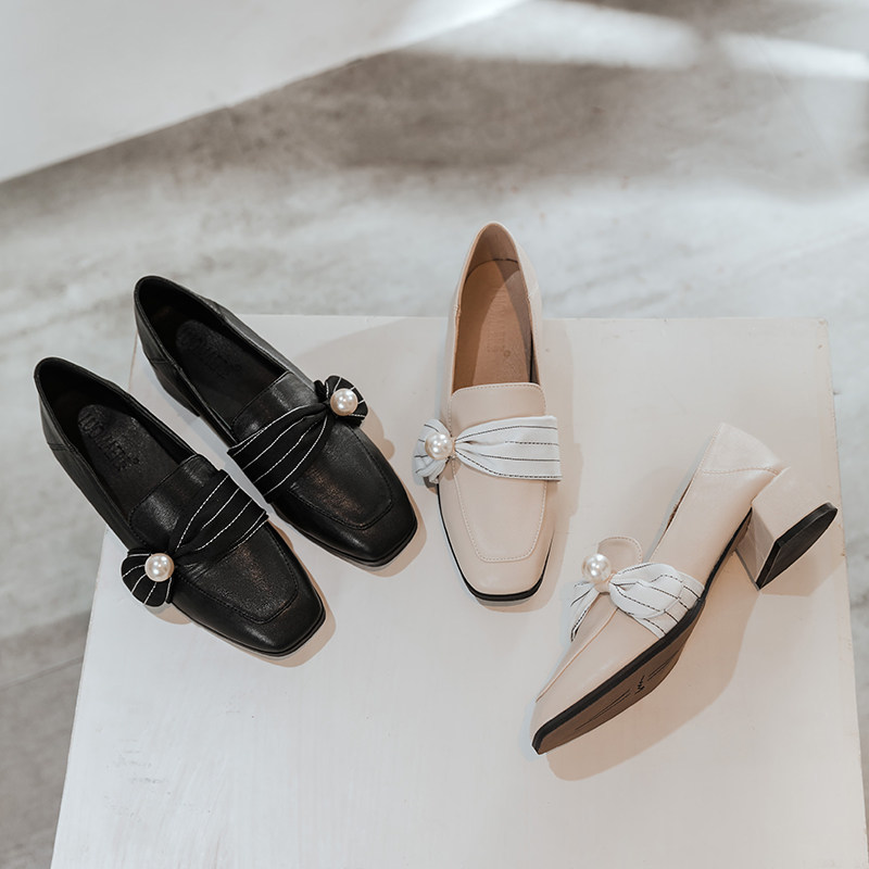 单鞋女粗跟2020秋新款小ck高跟鞋英伦风小皮鞋百搭职业中跟乐福鞋|ruв категории Женская обувь, низкий чистка - от Buy2taobao.com для оказания профессиональной услуги покупки агента Taobao