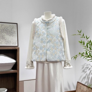 新中式无袖马夹女款2025秋冬季新款温婉提花高级感叠穿厚马甲背心