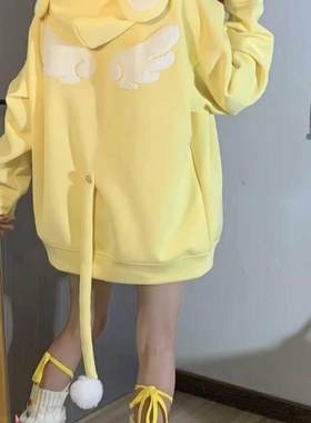 卡通尾巴设计感连帽卫衣日系宽松