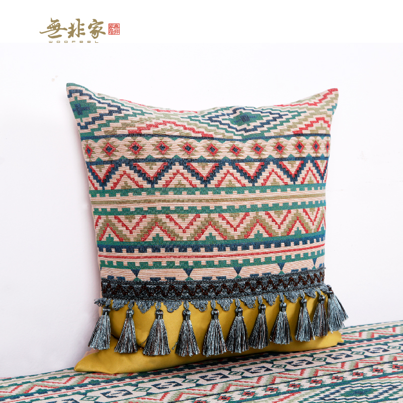 无非家 现代美式法式时尚北欧民族风抱枕套 腰枕靠背 靠垫 可定制