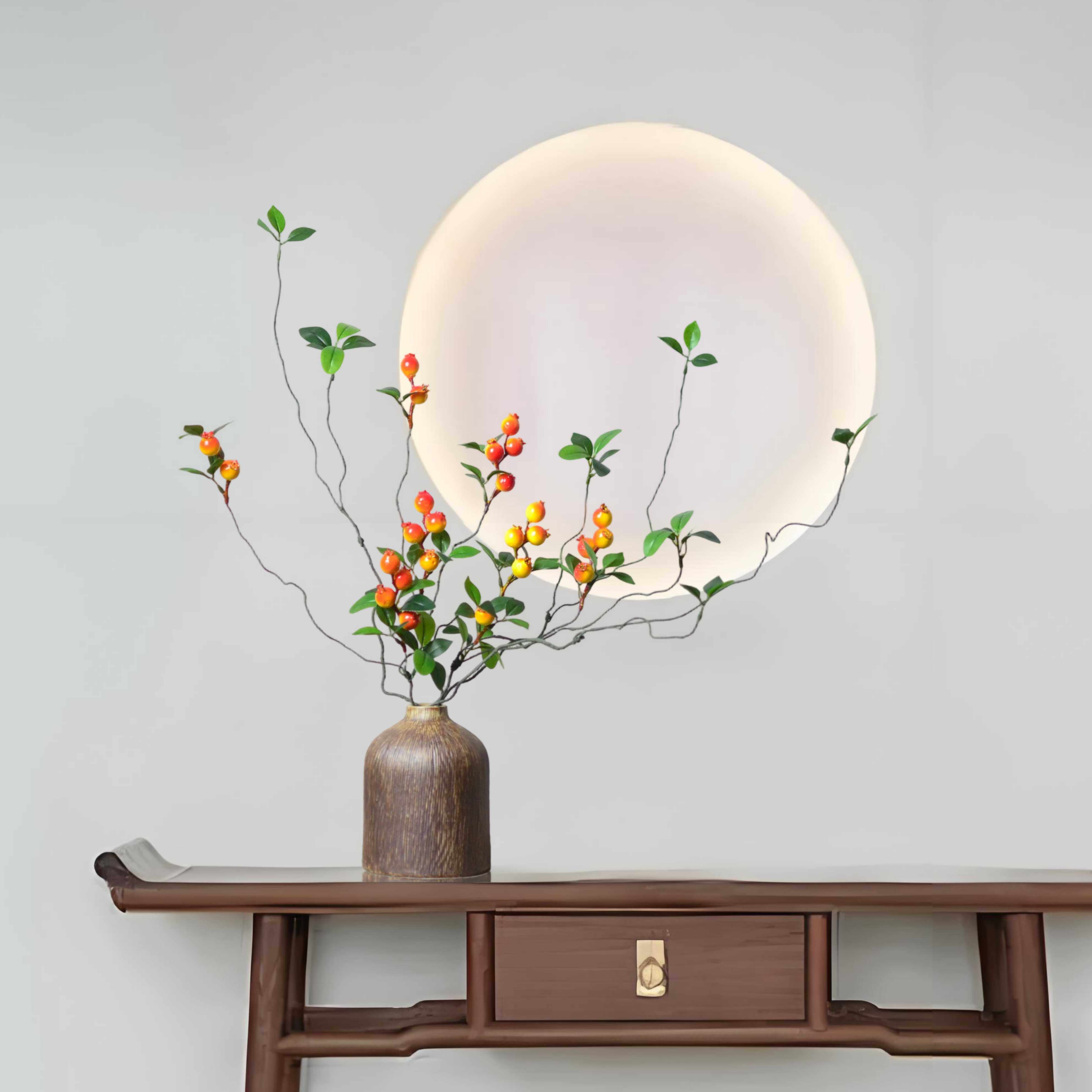仿真花石榴枝摆件假花装饰客厅餐桌柿子果树可折枝干花花束电视柜