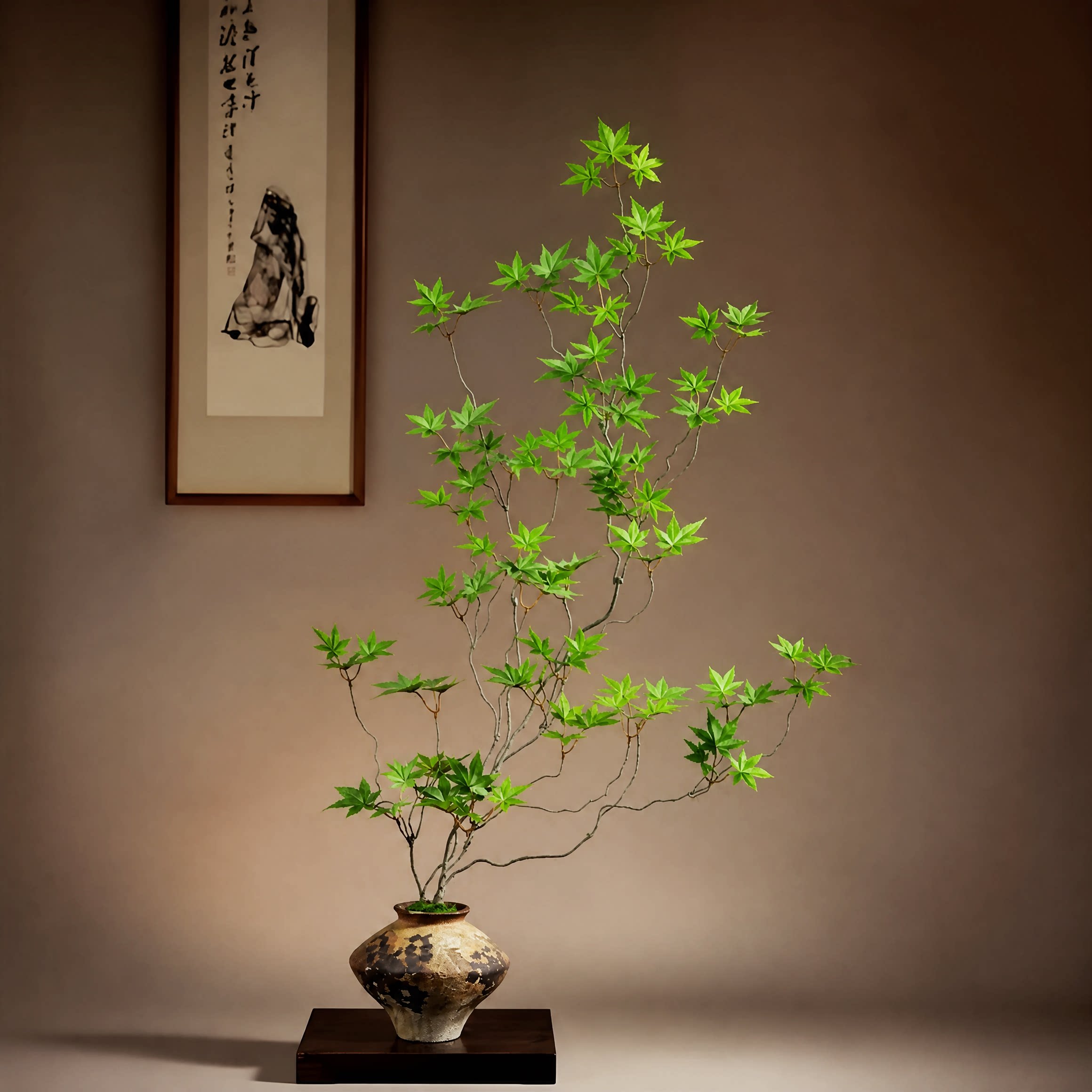 流泉枫可折枝仿真绿植盆景摆件