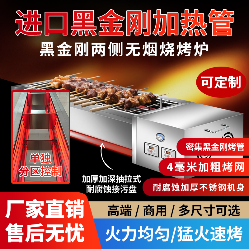 力形电烧烤炉商用无烟两侧加热光波电烤炉烤面筋羊肉串鸡翅烧烤架