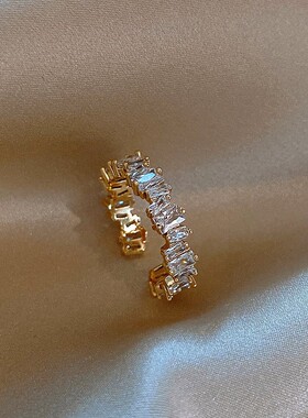 金色高级感锆石开口戒指女2026新款爆款食指环轻奢小众设计手饰品