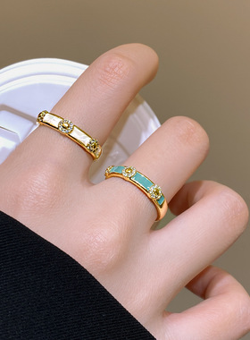 莫兰迪蓝色开口戒指女2026新款爆款轻奢高级感指环小众设计食指戒