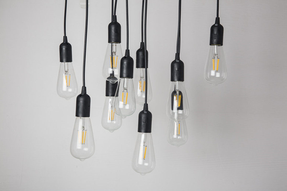 婚礼布置爱迪生吊灯婚庆吊顶装饰灯十头黑线钨丝灯迎宾区橱窗串灯