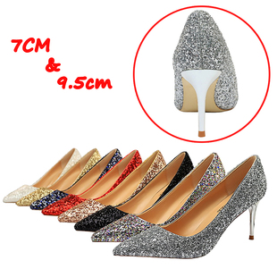 Hot Women Shallow Stiletto Glitter KTV Party High Heel Shoes