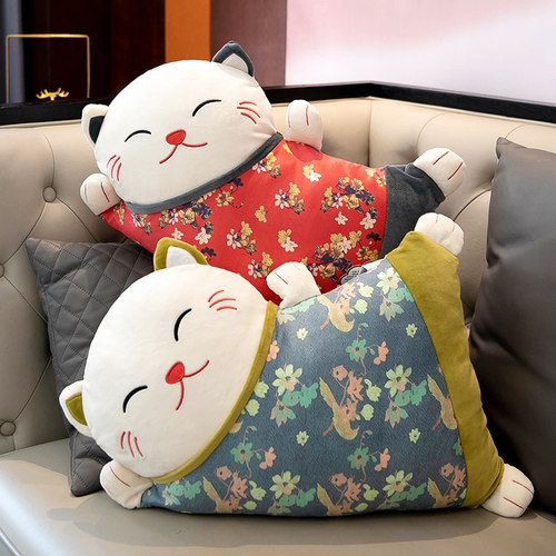 招财猫日式靠背垫座椅护腰两用
