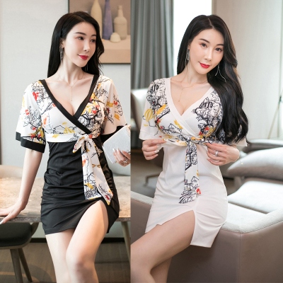 spa按摩沐足工衣美容院工作服夏足疗足浴日系和服连衣裙工作制服