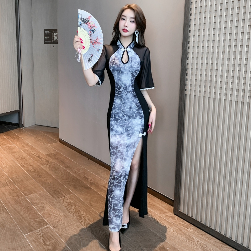 足浴技师桑拿按摩会所沐足疗晚礼服夜店气质中国风旗袍长裙工作服