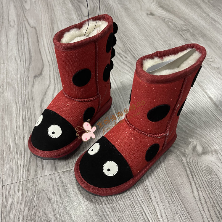 现货 美国EMU童鞋男女童棉靴雪地靴 可爱瓢虫