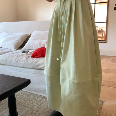 Hers-26年早春简约半身裙韩系日常百搭压褶系带气球半身裙80122