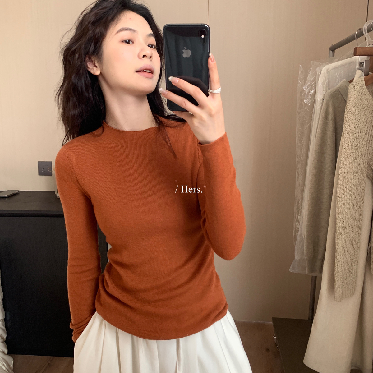 Hers秋上新秋冬必入打底羊毛衫基础百搭微高领针织衫含1292436
