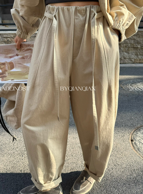 MADEIN OST-26年早春都市休闲棉质松紧裤休闲裤(配腰带)91075