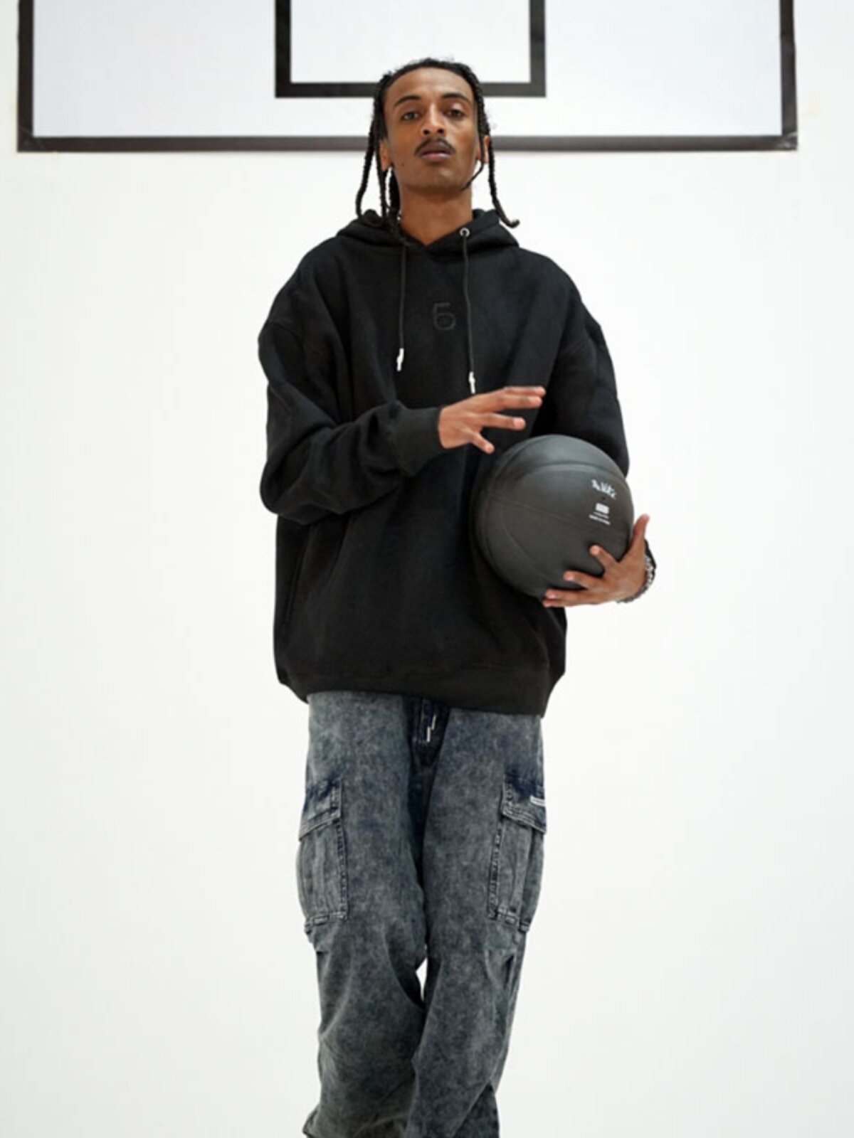 [ZONE 6] EASY SERIES BLACK SAMURAI LOGO HOODIE MENS VELVET AUTUMN AND WINTER SPORTS SWEATSHIRT