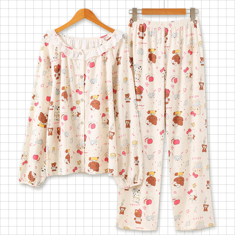 2026新春纯棉长袖长裤卡通可爱睡衣套装女家居服,女士内衣/男士内衣/家居服,睡衣/家居服套装,淘宝优惠券,粉丝福利购,淘宝优惠卷