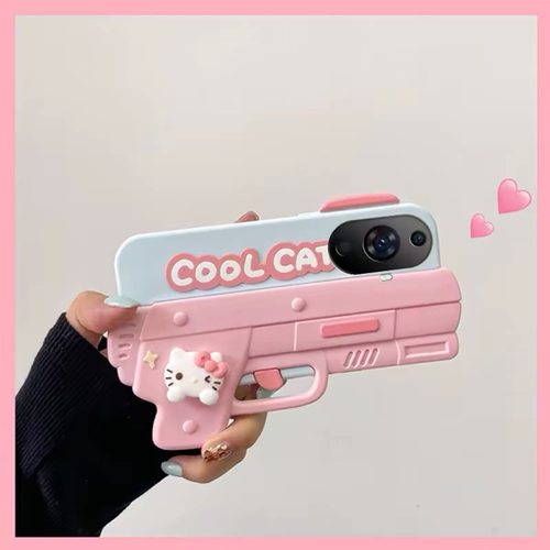 网红粉红色KT小猫咪手枪gt2荣耀V30t/Q5i/OPPO真我gt5 neo6se手机壳适用realme12x/11pro+10/V13t女款v50v11s