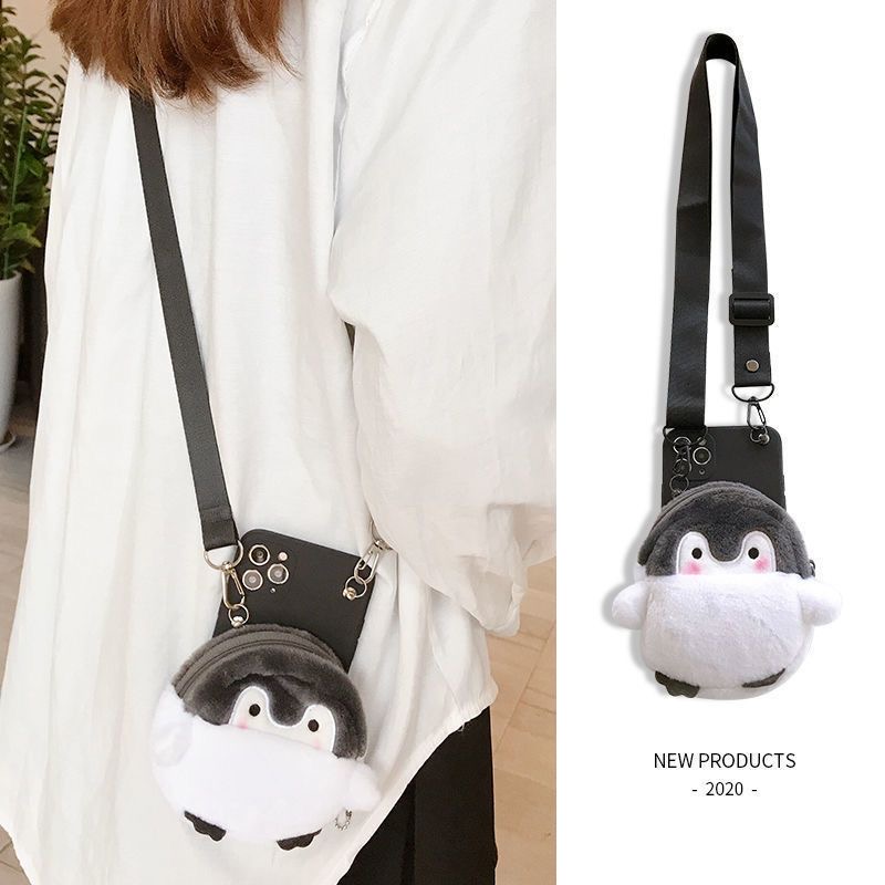 立体趣味企鹅零钱包p50pro+斜挎mate40e适用华为60荣耀80可爱70se手机壳x8女x10max畅享9a硅胶x30i畅玩20plus