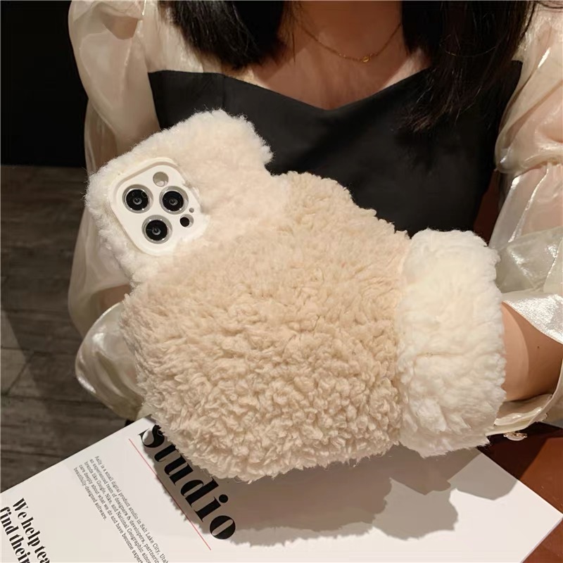 秋冬款毛绒保暖手套A6i/a5 5g男女款a3x/z2m手机壳oppo Findx9pro/8s+/7/6情侣套OPPOReno14pro/13/12/11/10