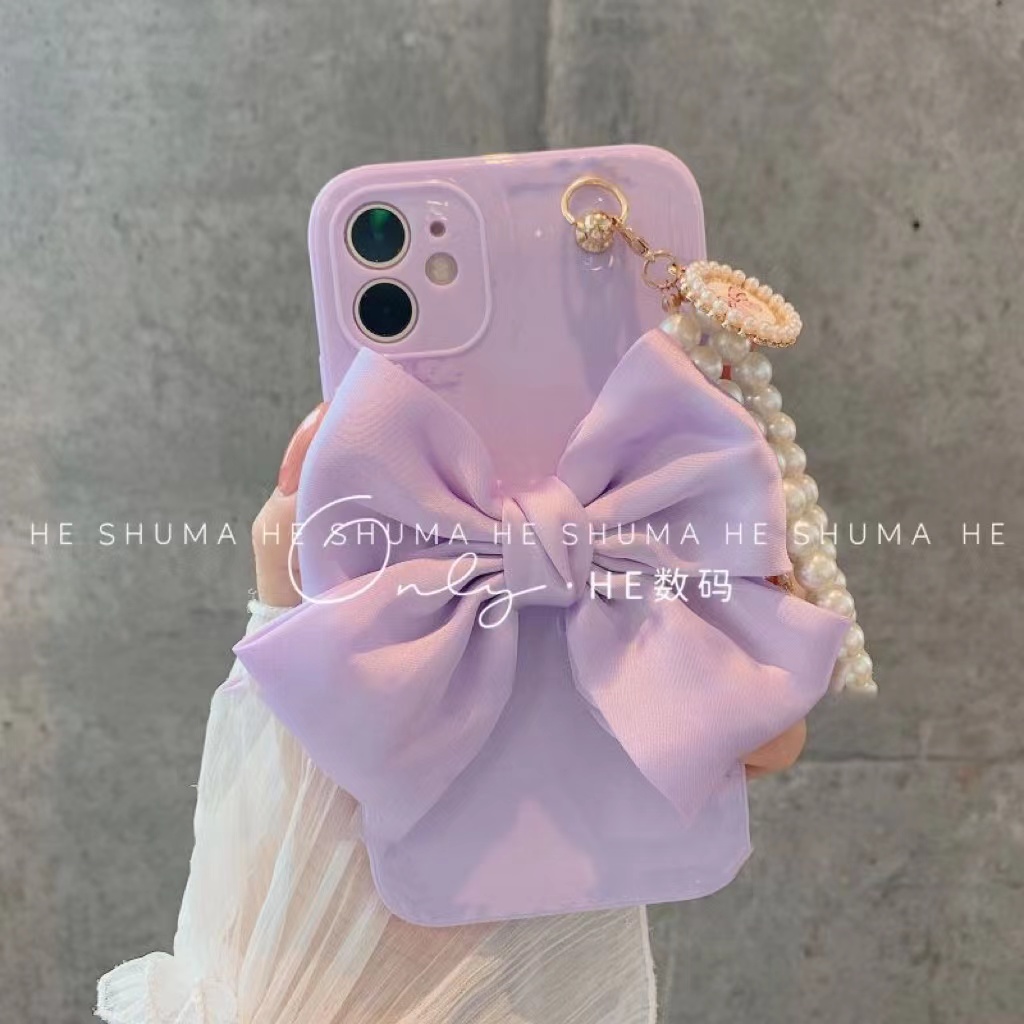 小红书小清新x50i蝴蝶结紫色x40i/p50pro+带手绳mate40e适用华为P60荣耀80女70se手机壳x30max畅享畅玩40plus