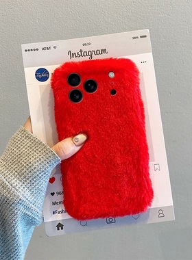 新年红色本命年秋冬毛绒power适用华为magic8pro/7/6/play10/9/8手机壳女50畅玩x60i/x70荣耀500/400/300/200