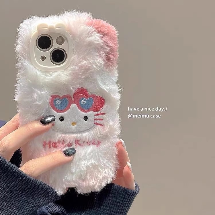 秋冬hello kitty刺绣可爱女生pura80pro/70适用华为nova14/13/12/11/10手机壳mate80/70毛绒hi畅享80s/70/60