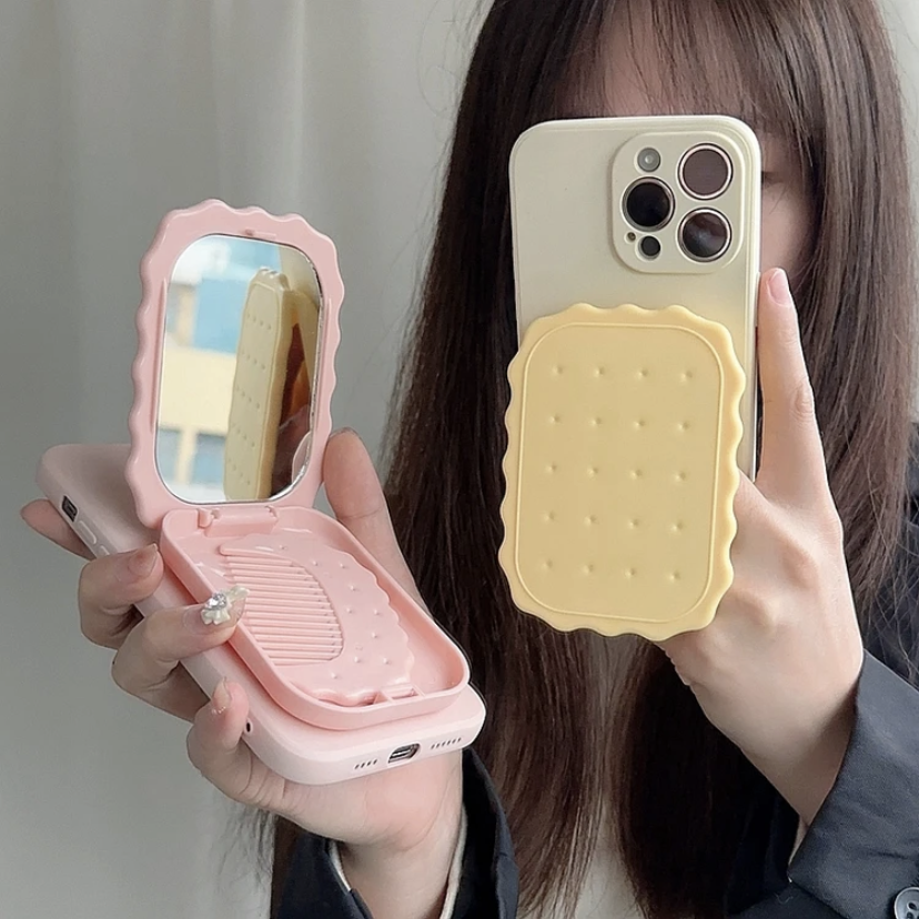 小红书立体带镜子梳子套装y73s女款vivo y35m简约IQOO13/12/11s/IQOONEO10/9s pro+/8/7/6/5手机壳iqooz9x/z8