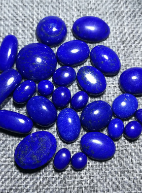 晴天石头铺天然青金石圆形椭圆形马鞍形戒面约7-25mm一图一物