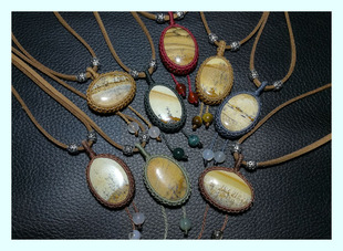 晴天出品手工编织天然图画石Macrame项链《风景独好》