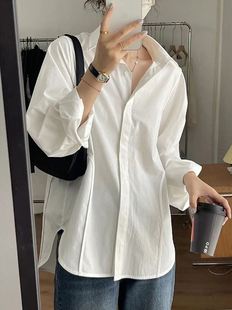 外套高级感宽松垂感防晒衬衣 薄款 女设计感小众春夏装 韩系白色衬衫