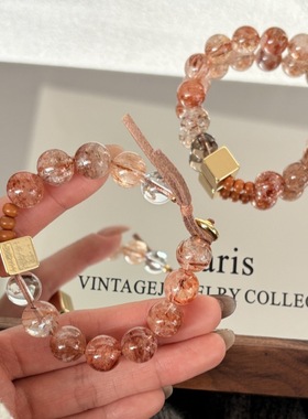 【枫糖】原创天然黑金超方糖复古水晶手链轻奢高级感女款手绳