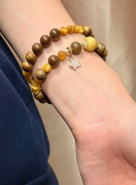 【太妃糖】原创天然沉香金虎眼新中式复古手串气质高雅女款送朋友