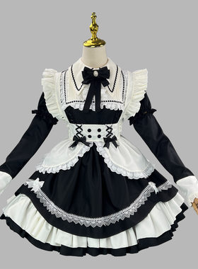 新品跨境 满分女仆COS服女仆装可拆卸袖系洛丽塔演出服网红直播服